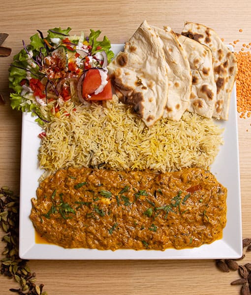 Assiette Baingan Bartha - Curry d'aubergines épicé Goa Fast Food Grenoble